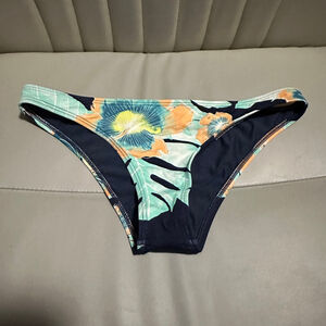Roxy Women’s Cheeky Bikini Bottoms Green Orange Floral Print Size Small